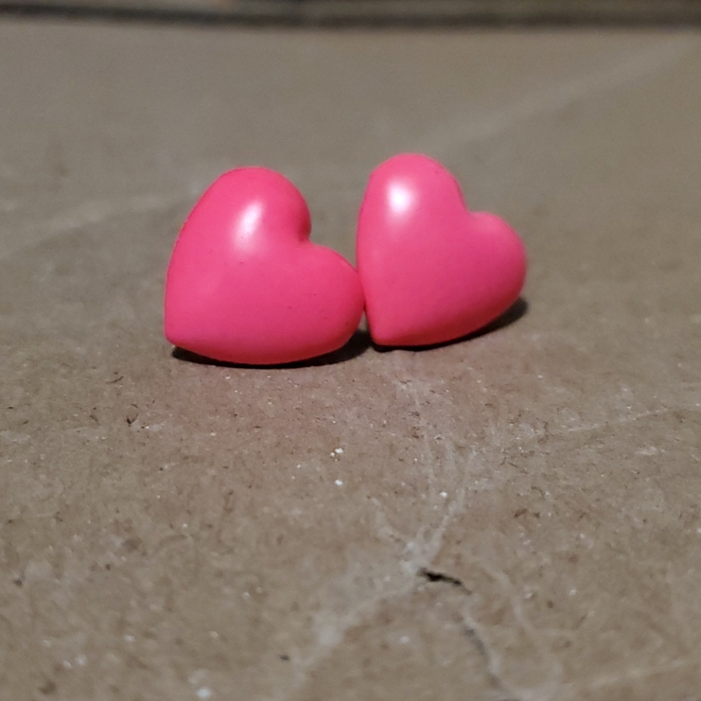 (3 for $10) Neon Pink Heart Earrings
